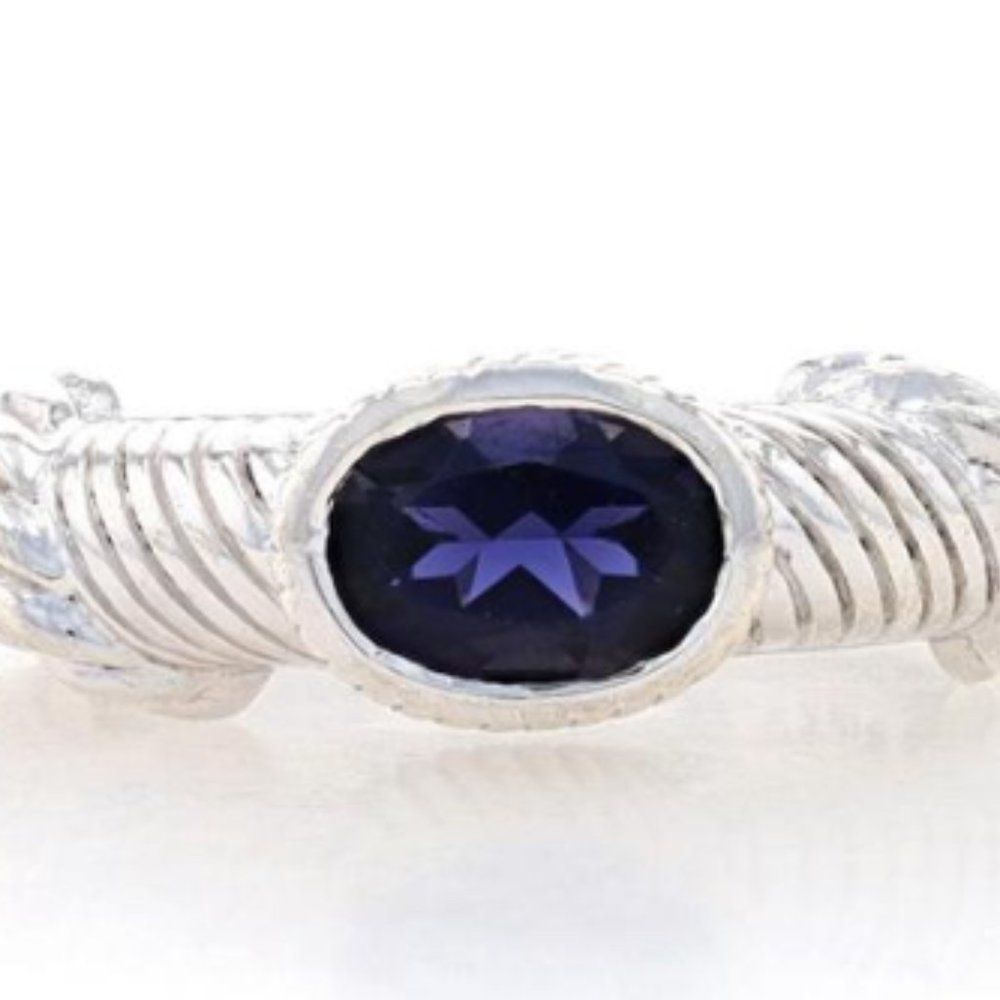 Judith Ripka Sterling & Iolite Cable Stack Ring (sz 7)
